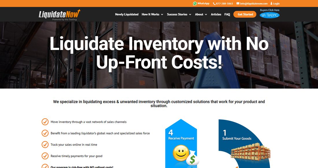 Screenshot of the LiquidateNow website