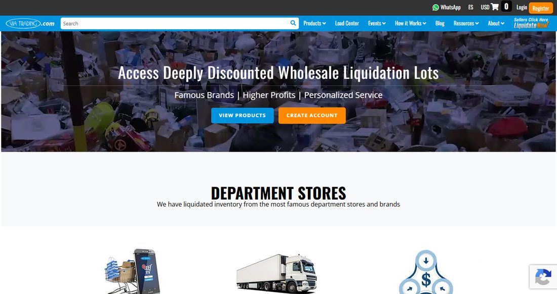 Screenshot of the Via Trading website
